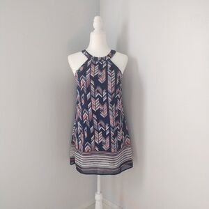 Speechless Navy Blue Chevron Print Dress Small